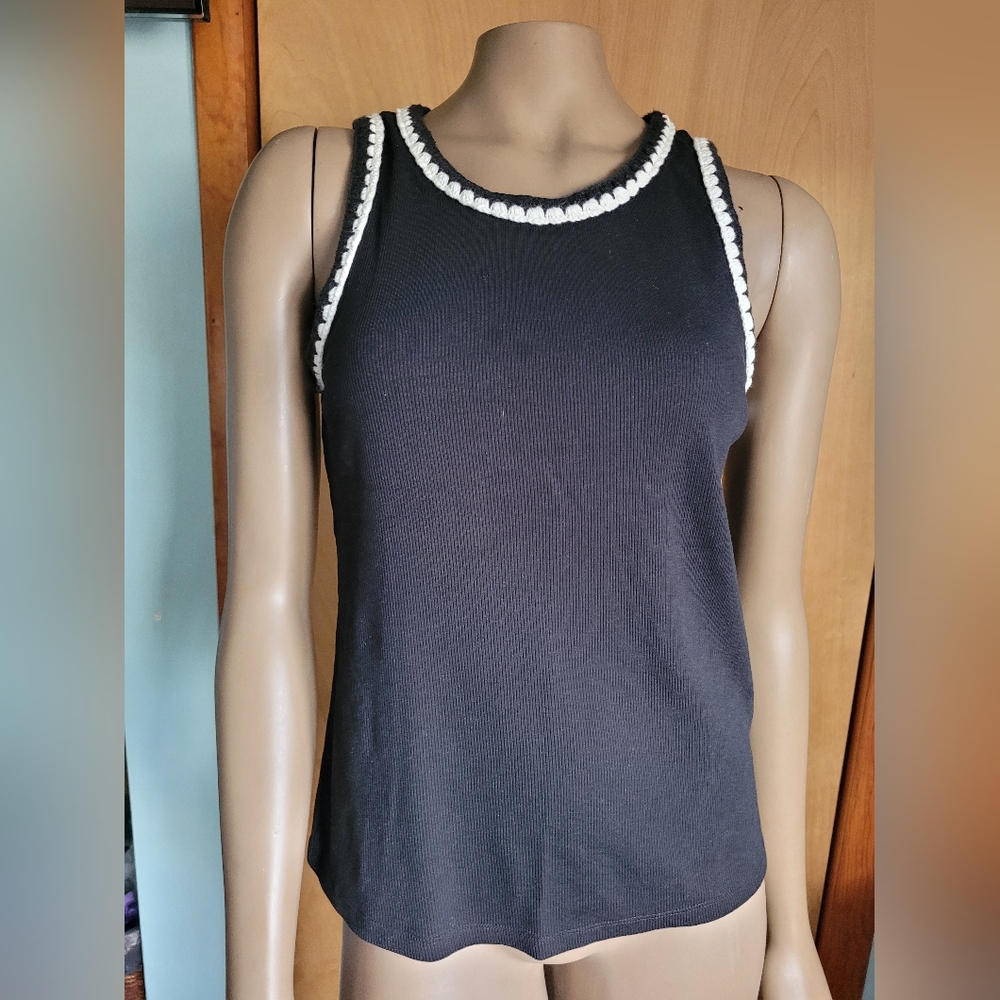 A.N.A. Crochet Edged Ribbed Tank Top